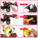 3-in-1 Kids Pedal Tractor with Digger and Trailer – Red