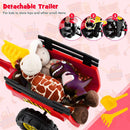 3-in-1 Kids Pedal Tractor with Digger and Trailer – Red