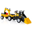 3-in-1 Kids Pedal Tractor with Digger and Trailer – Yellow