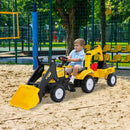 3-in-1 Kids Pedal Tractor with Digger and Trailer – Yellow