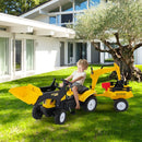 3-in-1 Kids Pedal Tractor with Digger and Trailer – Yellow