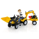 3-in-1 Kids Pedal Tractor with Digger and Trailer – Yellow