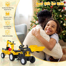 3-in-1 Kids Pedal Tractor with Digger and Trailer – Yellow