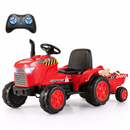 Baby Direct 12V Kids Ride On Tractor with Trailer and Remote Control for 3-8 Years Old Toddlers in Red