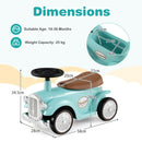 Retro Toddler Ride-On Car with Squeeze Horn – Green