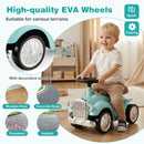 Retro Toddler Ride-On Car with Squeeze Horn – Green