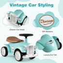 Retro Toddler Ride-On Car with Squeeze Horn – Green