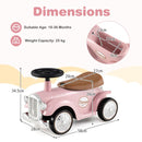Retro Toddler Ride-On Car with Squeeze Horn – Pink