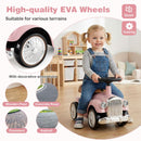 Retro Toddler Ride-On Car with Squeeze Horn – Pink