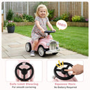Retro Toddler Ride-On Car with Squeeze Horn – Pink