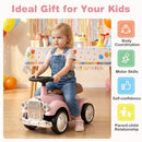 Retro Toddler Ride-On Car with Squeeze Horn – Pink