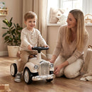 Retro Toddler Ride-On Car with Squeeze Horn – White