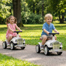 Retro Toddler Ride-On Car with Squeeze Horn – White
