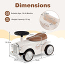 Retro Toddler Ride-On Car with Squeeze Horn – White