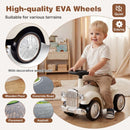Retro Toddler Ride-On Car with Squeeze Horn – White