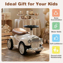 Retro Toddler Ride-On Car with Squeeze Horn – White