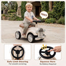 Retro Toddler Ride-On Car with Squeeze Horn – White