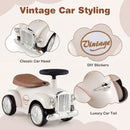 Retro Toddler Ride-On Car with Squeeze Horn – White