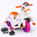 Baby Direct 12V Kids Unicorn Ride on Toy Pony with Training Wheels and Music in Orange