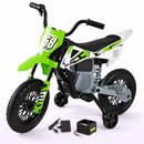 Baby Direct 12V Kids Motorcycle with Training Wheels and Spring Suspension in Green