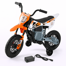 Baby Direct 12V Kids Motorcycle with Training Wheels and Spring Suspension in Orange