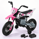 Baby Direct 12V Kids Motorcycle with Training Wheels and Spring Suspension in Pink