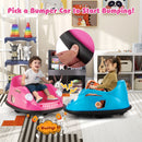 Electric kids ride-on bumper car in pink for toddlers, featuring remote control, 360° spin, and soft bumpers for safety.