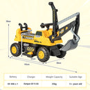 Yellow 6V ride-on excavator dimensions