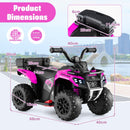 Pink 6V kids ride-on ATV dimensions and features