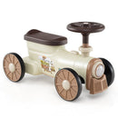 Toddler Ride-On Car with Train Whistle and Storage – Beige