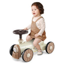 Toddler Ride-On Car with Train Whistle and Storage – Beige
