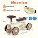 Toddler Ride-On Car with Train Whistle and Storage – Beige