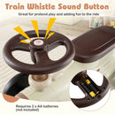 Toddler Ride-On Car with Train Whistle and Storage – Beige
