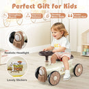 Toddler Ride-On Car with Train Whistle and Storage – Beige