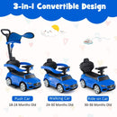 3-in-1 Toddler Push Car with Adjustable Canopy – Navy
