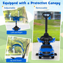 3-in-1 Toddler Push Car with Adjustable Canopy – Navy