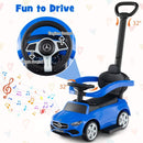 3-in-1 Toddler Push Car with Adjustable Canopy – Navy