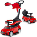 3-in-1 Toddler Push Car with Adjustable Canopy – Red