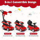 3-in-1 Toddler Push Car with Adjustable Canopy – Red