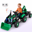 Baby Direct 4-in-1 Kids Ride on Tractor 12V with Trailer and Adjustable Seat in Green