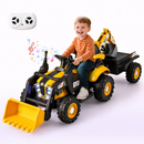 Baby Direct 4-in-1 Kids Ride on Tractor 12V with Trailer and Adjustable Seat in Yellow