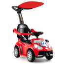 3-in-1 Toddler Push Car with Canopy, Lights and Music – Red