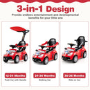 3-in-1 Toddler Push Car with Canopy, Lights and Music – Red