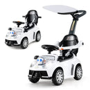 3-in-1 Toddler Push Car with Canopy, Lights and Music – White