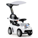 3-in-1 Toddler Push Car with Canopy, Lights and Music – White
