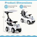 3-in-1 Toddler Push Car with Canopy, Lights and Music – White