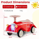 Classic Toddler Ride-On Car with Headlight and Horn – Red