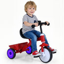 Kids Tricycle with Glowing Wheels and Adjustable Seat – Red