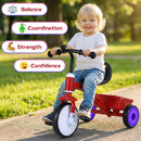 Kids Tricycle with Glowing Wheels and Adjustable Seat – Red