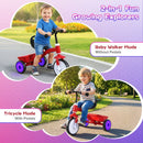 Kids Tricycle with Glowing Wheels and Adjustable Seat – Red